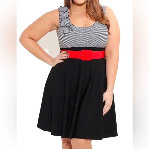 strapless open back dress Unique Vintage Plus Size Black & White Peplum Cooper Suit Dress